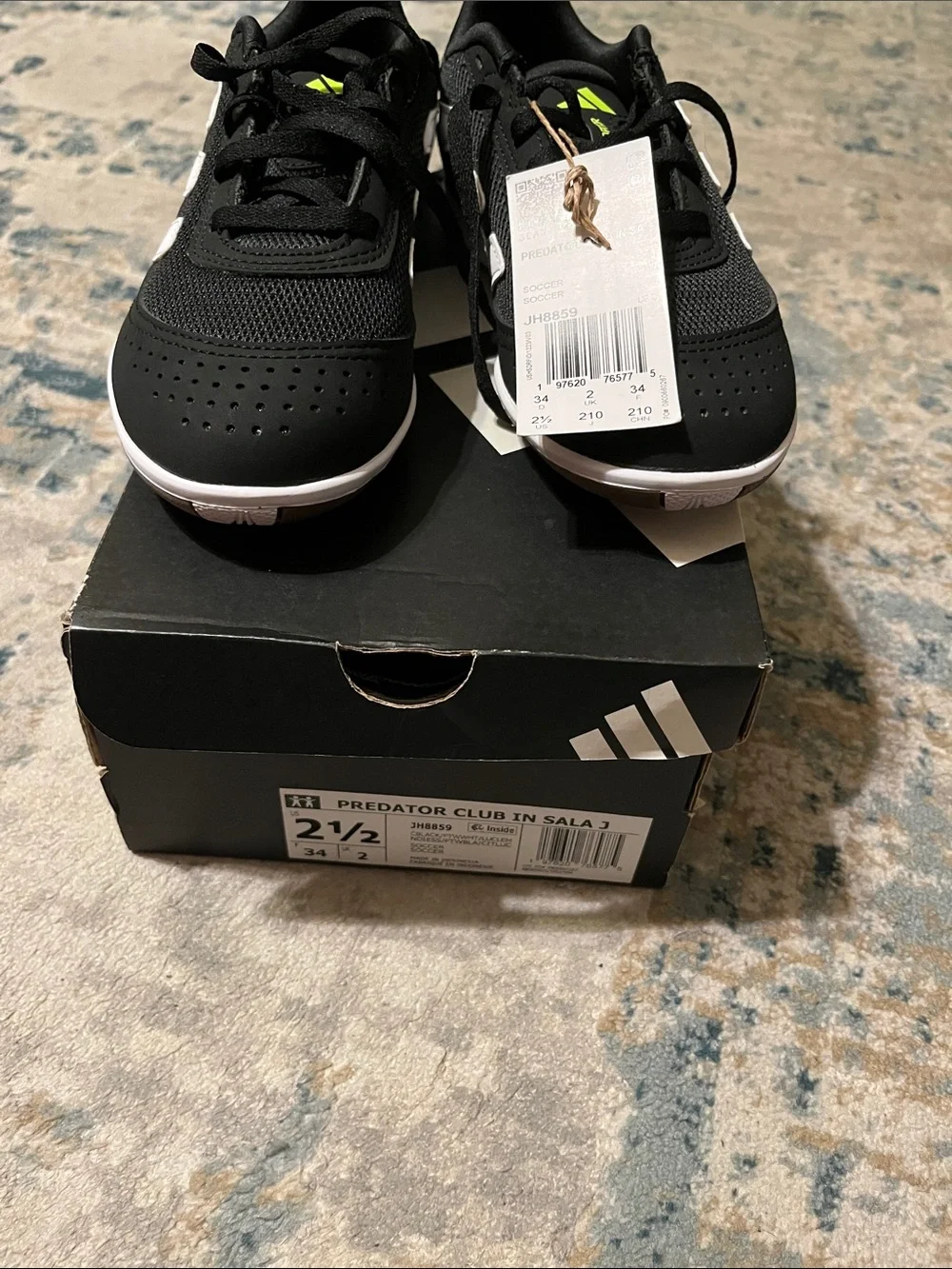 adidas Kids Black and White Predator Club Soccer Sneakers
